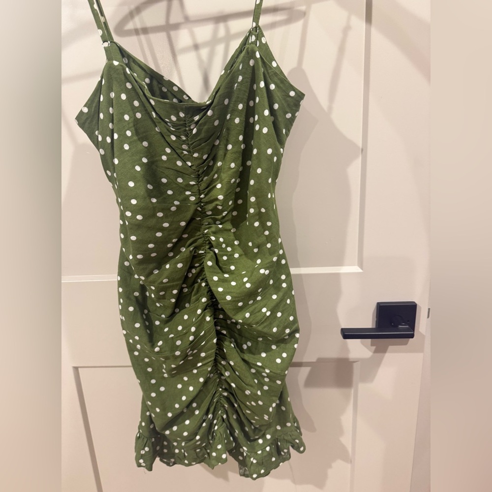 Zara Olive Polka Dot Dress